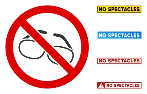 Flat Vector No Spectacles Sign with Badges in Rectangular Frames 스톡 일러스트