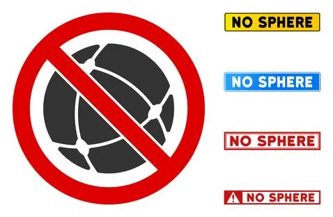 Flat Vector No Sphere Sign with Badges in Rectangular Frames Stock Illustration
