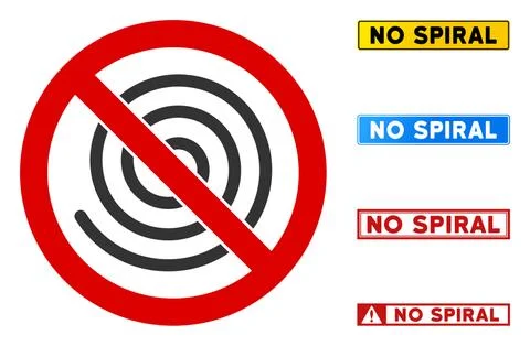 Flat Vector No Spiral Sign with Phrases in Rectangle Frames Illustrazione stock