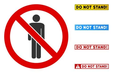 Flat Vector No Standing Man Sign with Texts in Rectangular Frames Illustrazione stock