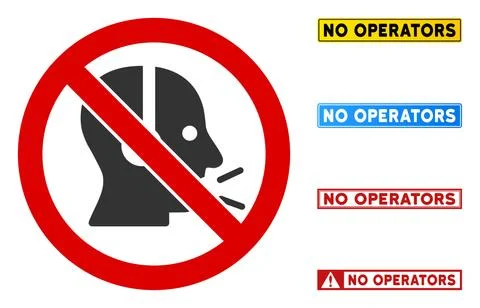 Flat Vector No Talking Operator Sign with Phrases in Rectangular Frames Stock Illustration