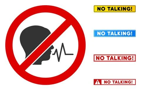 Flat Vector No Talking Signal Sign with Phrases in Rectangular Frames Stockillustratie
