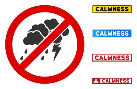 Flat Vector No Thunderstorm Sign with Messages in Rectangle Frames Illustrazione stock
