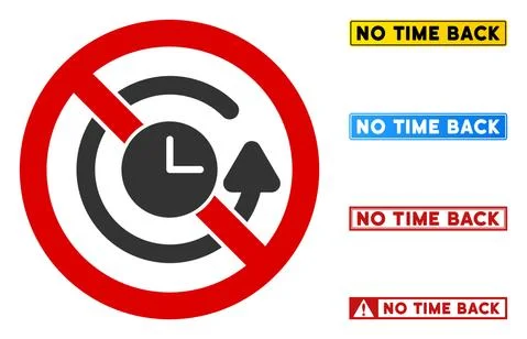 Flat Vector No Time Back Sign with Words in Rectangular Frames Stock Illustration