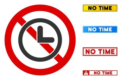 Flat Vector No Time Sign with Words in Rectangular Frames Stock Illustration