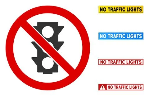Flat Vector No Traffic Lights Sign with Titles in Rectangle Frames 库存插图