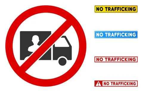 Flat Vector No Trafficking Transport Sign with Words in Rectangular Frames 스톡 일러스트