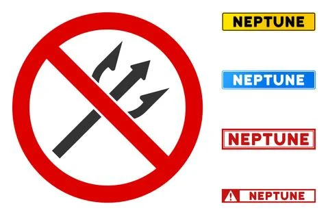 Flat Vector No Trident Fork Sign with Words in Rectangular Frames イラスト素材