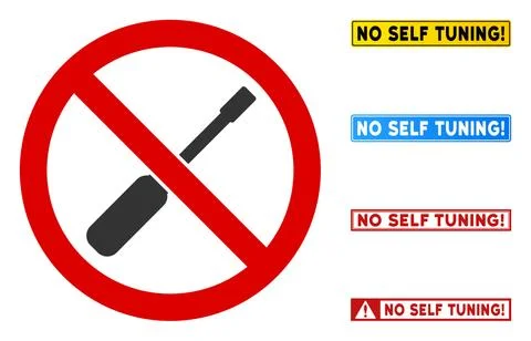 Flat Vector No Tuning Sign with Captions in Rectangular Frames イラスト素材