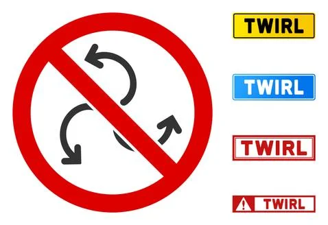 Flat Vector No Twirl Rotation Sign with Texts in Rectangular Frames Illustrazione stock