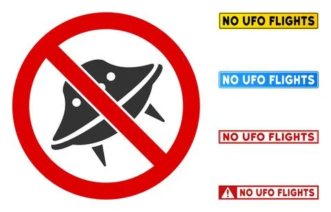 Flat Vector No UFO Flight Sign with Captions in Rectangle Frames Illustrazione stock