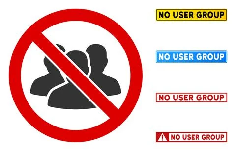 Flat Vector No User Group Sign with Texts in Rectangular Frames Stock Illustration