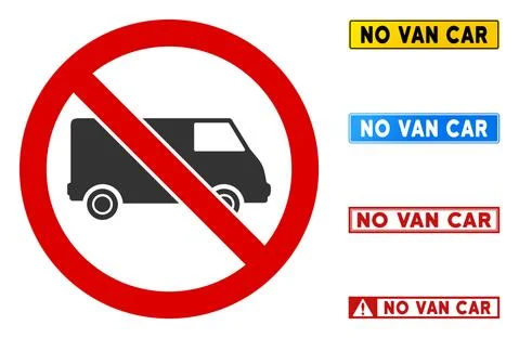 Flat Vector No Van Car Sign with Phrases in Rectangle Frames Illustrazione stock