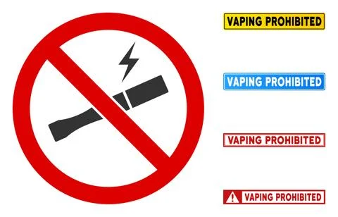 Flat Vector No Vaping Sign with Badges in Rectangular Frames Illustrazione stock