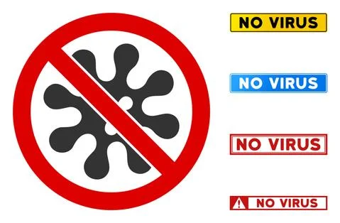 Flat Vector No Virus Sign with Captions in Rectangular Frames Illustrazione stock