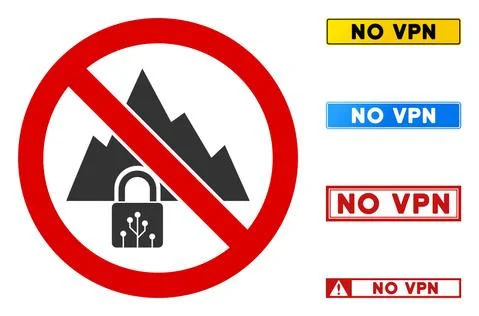 Flat Vector No VPN Tunnel Sign with Words in Rectangular Frames 스톡 일러스트