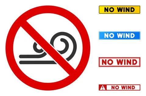 Flat Vector No Wind Sign with Phrases in Rectangular Frames 스톡 일러스트