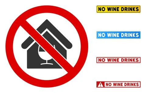 Flat Vector No Wine Bar Sign with Messages in Rectangular Frames 스톡 일러스트