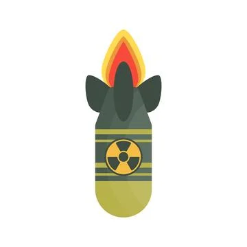 Flat vector of nuclear missile launch with radioactive symbol Stock Illustration