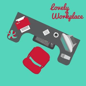 Flat vector office workplace in eps Illustrazione stock