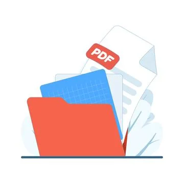 Flat vector of an open folder icon with a PDF file inside イラスト素材