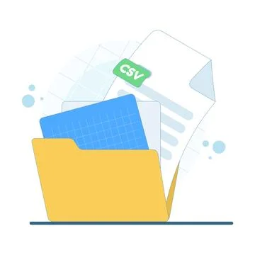 Flat vector of an open folder icon with a CSV file inside イラスト素材
