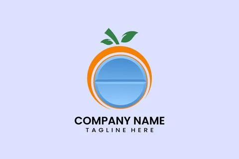 Flat vector orange medicine logo modern style Stock Illustration