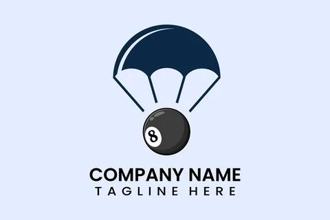 Flat vector parachute balloon ball sport logo Illustrazione stock
