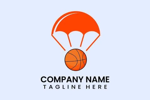 Flat vector parachute balloon ball sport logo Illustrazione stock