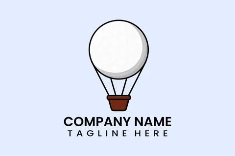 Flat vector parachute balloon ball sport logo Stock Illustration