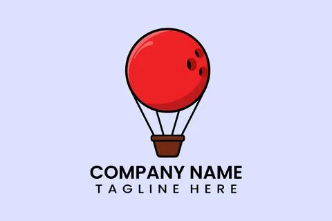 Flat vector parachute balloon ball sport logo Stock Illustration