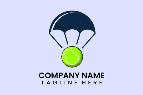 Flat vector parachute balloon ball sport logo Stock Illustration