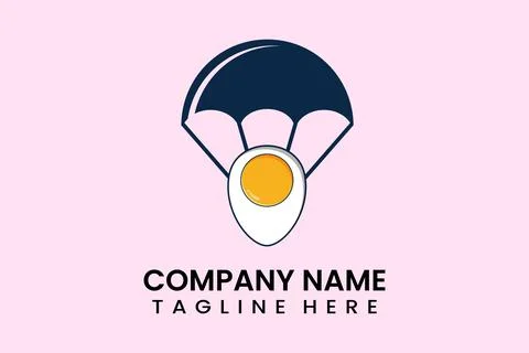 Flat vector parachute balloon boiled egg logo Stock Illustration