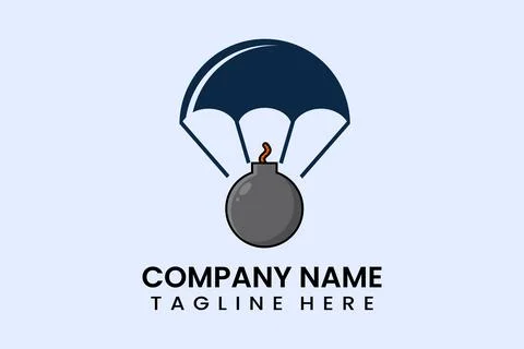 Flat vector parachute balloon bomb logo Illustrazione stock