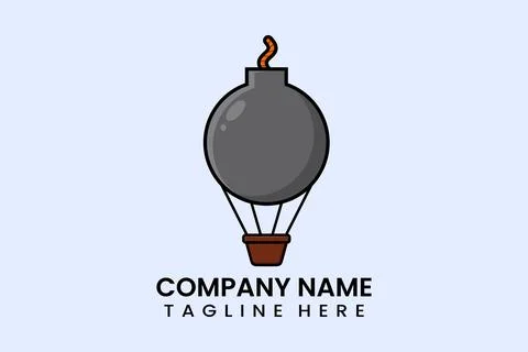 Flat vector parachute balloon bomb logo 스톡 일러스트