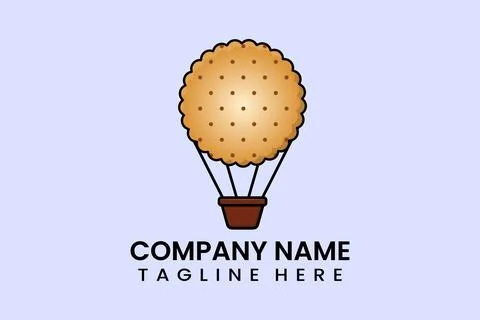 Flat vector parachute balloon bomb logo template Stock Illustration