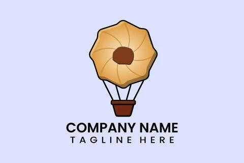 Flat vector parachute balloon bomb logo template 스톡 일러스트