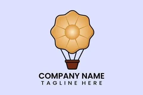 Flat vector parachute balloon bomb logo template Stock Illustration