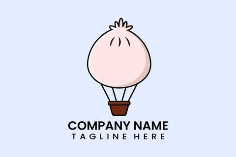 Flat vector parachute balloon dimsum logo template 스톡 일러스트