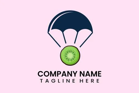 Flat vector parachute balloon kiwi logo modern Stock Illustration