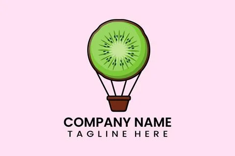Flat vector parachute balloon kiwi logo modern Stock Illustration