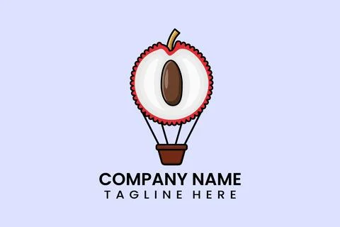 Flat vector parachute balloon Lychee logo modern 스톡 일러스트