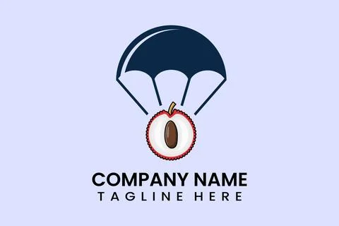 Flat vector parachute balloon Lychee logo modern イラスト素材