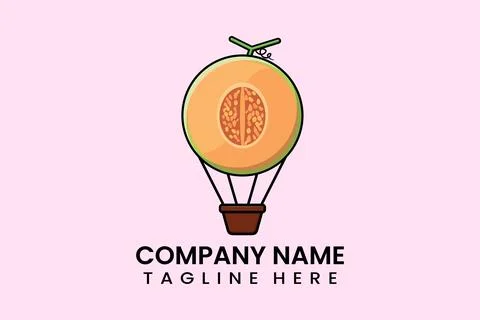 Flat vector parachute balloon melon logo modern 스톡 일러스트
