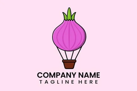 Flat vector parachute balloon onion logo template 스톡 일러스트