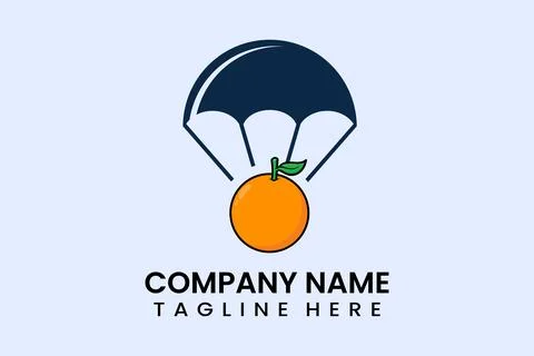 Flat vector parachute balloon orange logo modern 스톡 일러스트