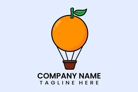 Flat vector parachute balloon orange logo modern 스톡 일러스트