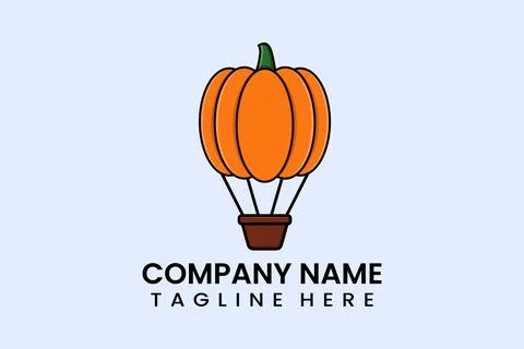 Flat vector parachute balloon pumpkin logo modern style template 스톡 일러스트