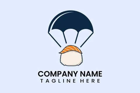 Flat vector parachute balloon sushi logo template 스톡 일러스트