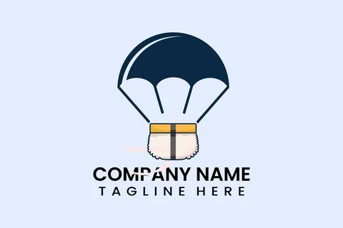 Flat vector parachute balloon sushi logo template Illustrazione stock